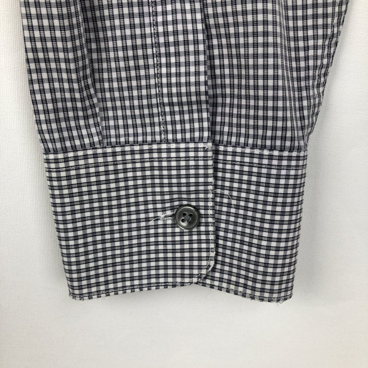 Calvin Klein long-sleeved cotton check shirt, men's size M cotton white type Vintage Second Hand
