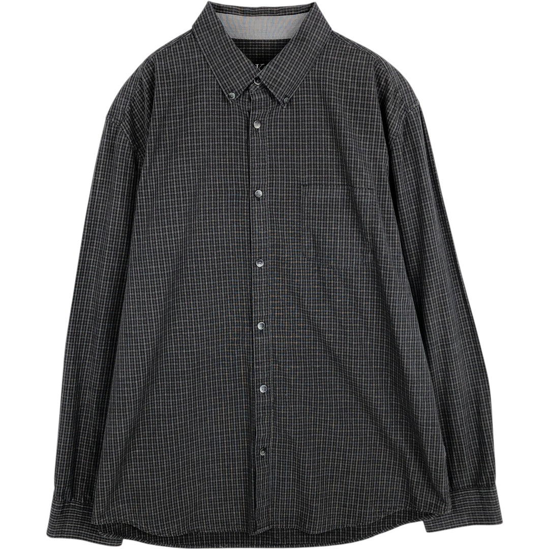 Calvin Klein long-sleeved button-down check shirt, men's size L (approx.) cotton black type Vintage Second Hand