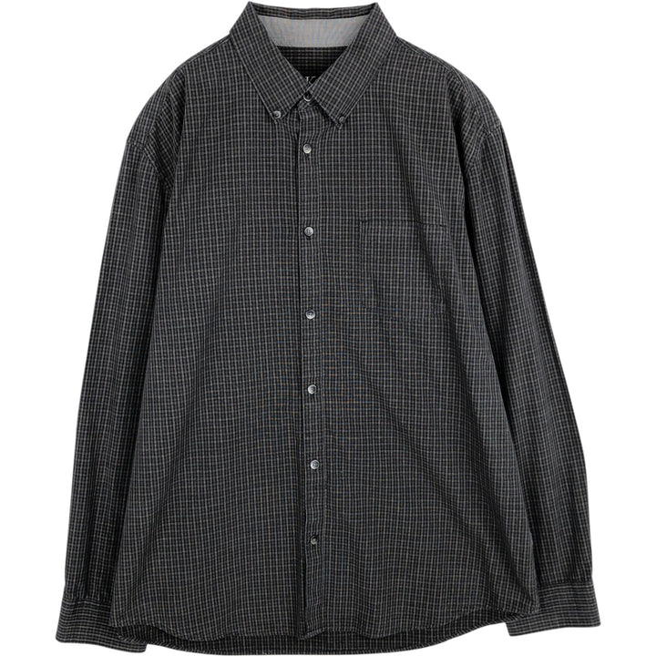 Calvin Klein long-sleeved button-down check shirt, men's size L (approx.) cotton black type Vintage Second Hand