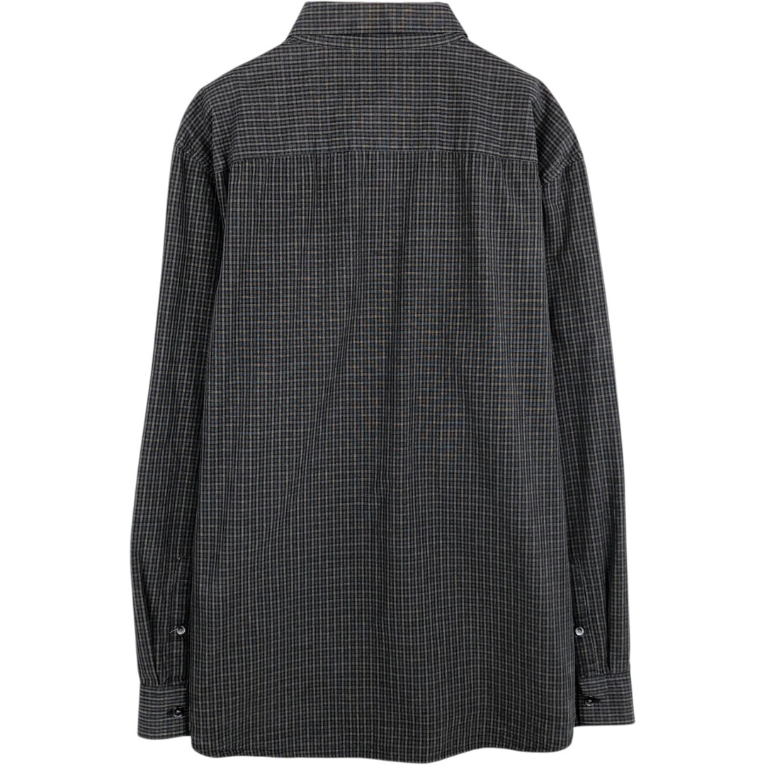 Calvin Klein long-sleeved button-down check shirt, men's size L (approx.) cotton black type Vintage Second Hand