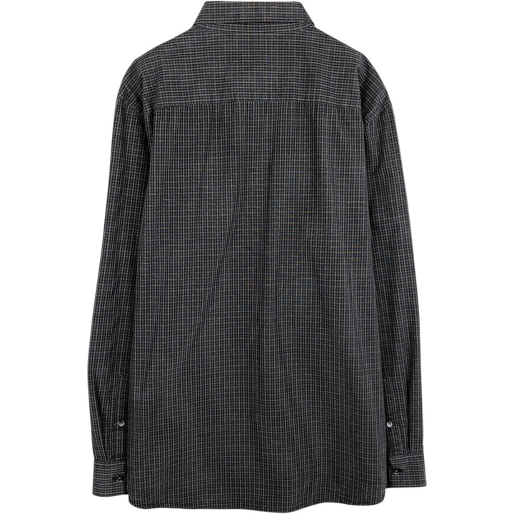Calvin Klein long-sleeved button-down check shirt, men's size L (approx.) cotton black type Vintage Second Hand