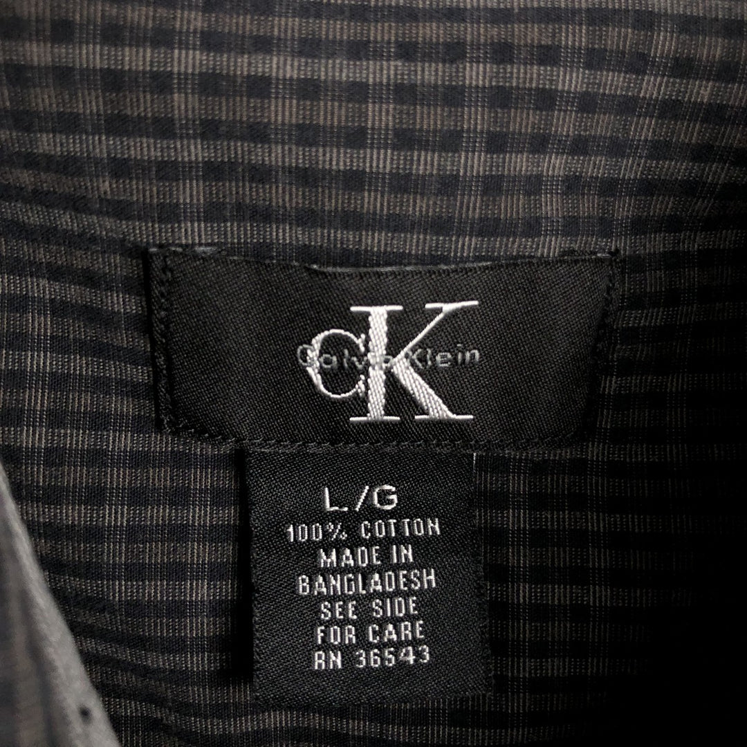 Calvin Klein long-sleeved button-down check shirt, men's size L (approx.) cotton black type Vintage Second Hand