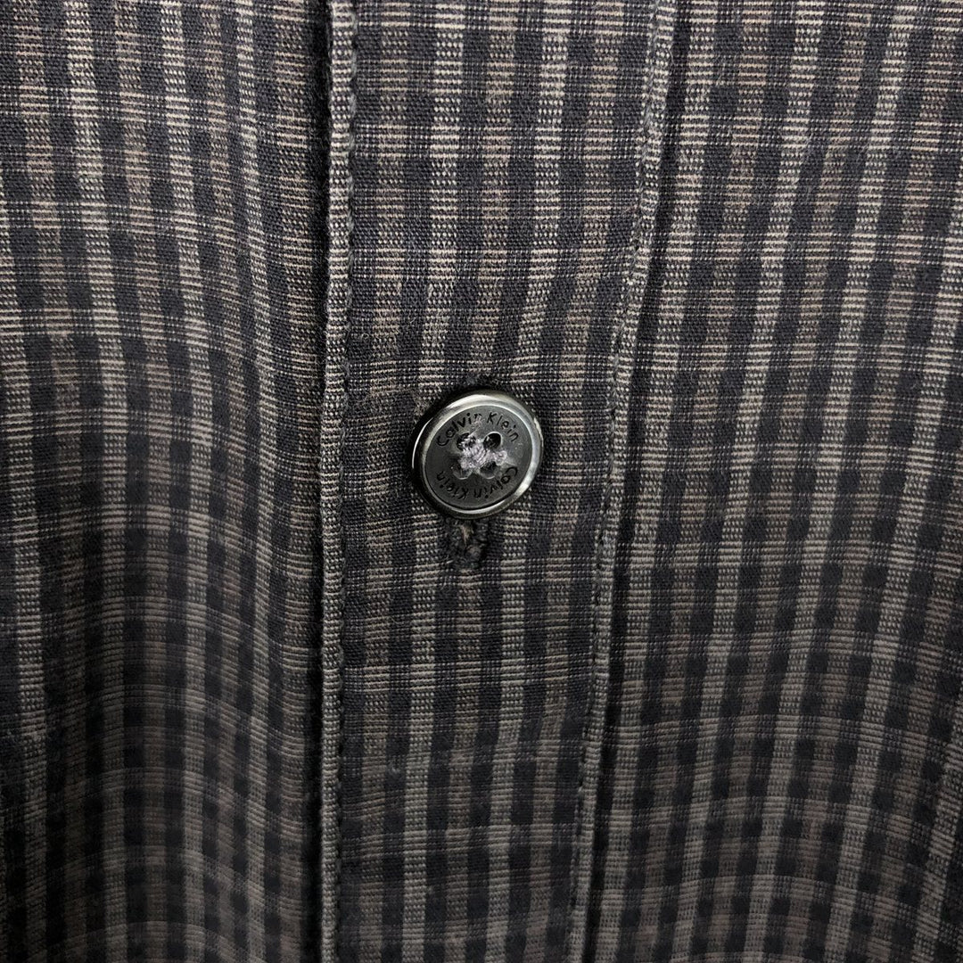 Calvin Klein long-sleeved button-down check shirt, men's size L (approx.) cotton black type Vintage Second Hand