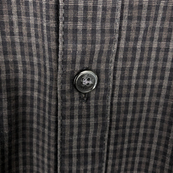 Calvin Klein long-sleeved button-down check shirt, men's size L (approx.) cotton black type Vintage Second Hand