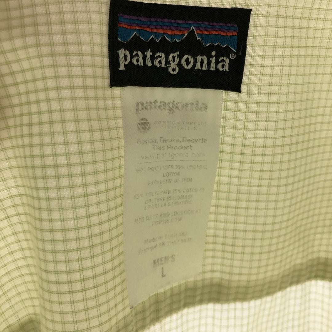 Patagonia 52179SP12 Long-Sleeve Check Shirt, Men's Size L (approx.) polyester green type yellow green Vintage Second Hand