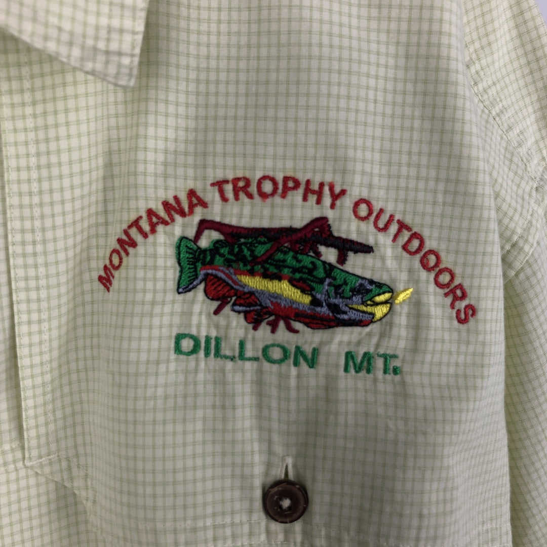Patagonia 52179SP12 Long-Sleeve Check Shirt, Men's Size L (approx.) polyester green type yellow green Vintage Second Hand