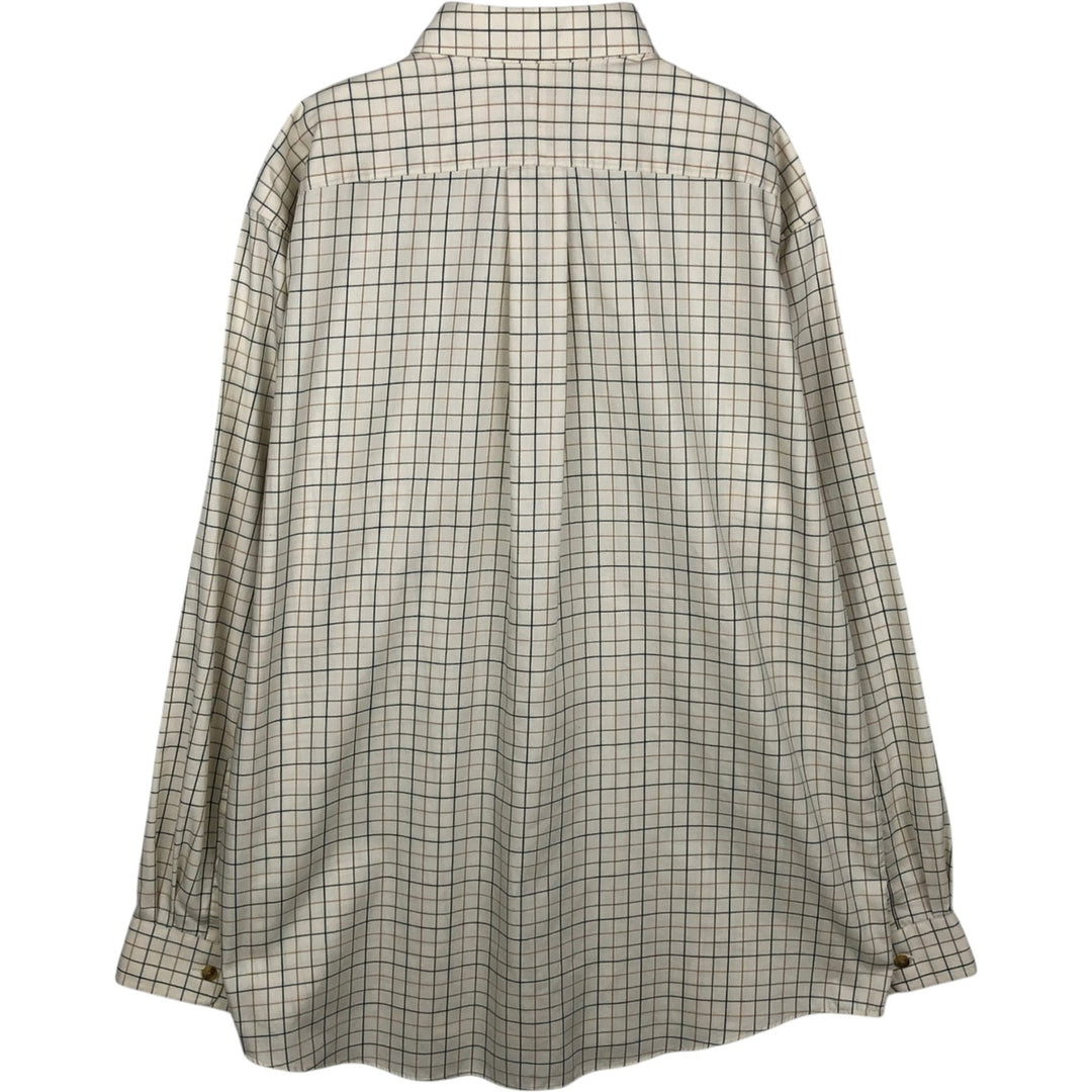 90s-00'S Vintage LLBean Long Sleeve Button-Down Check Shirt, Men's Size L cotton ivory Vintage Second Hand