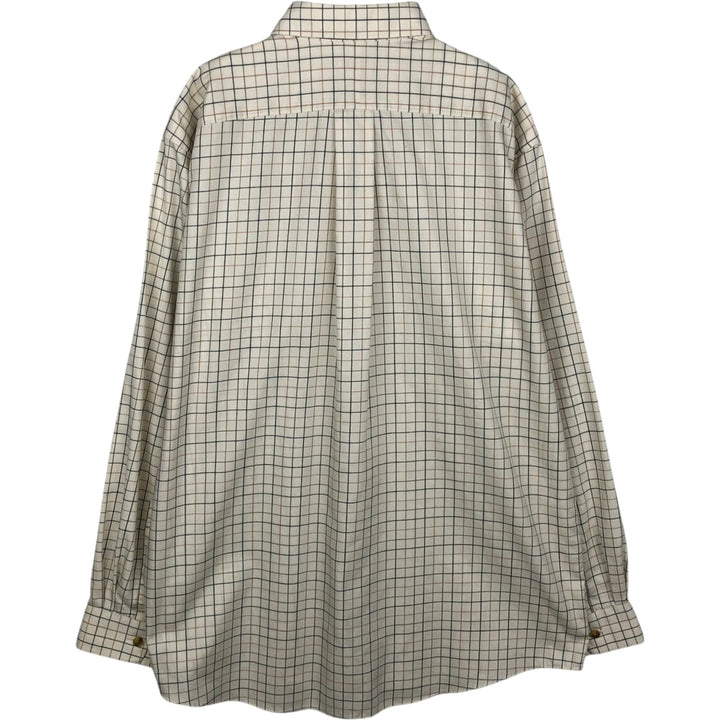 90s-00'S Vintage LLBean Long Sleeve Button-Down Check Shirt, Men's Size L cotton ivory Vintage Second Hand