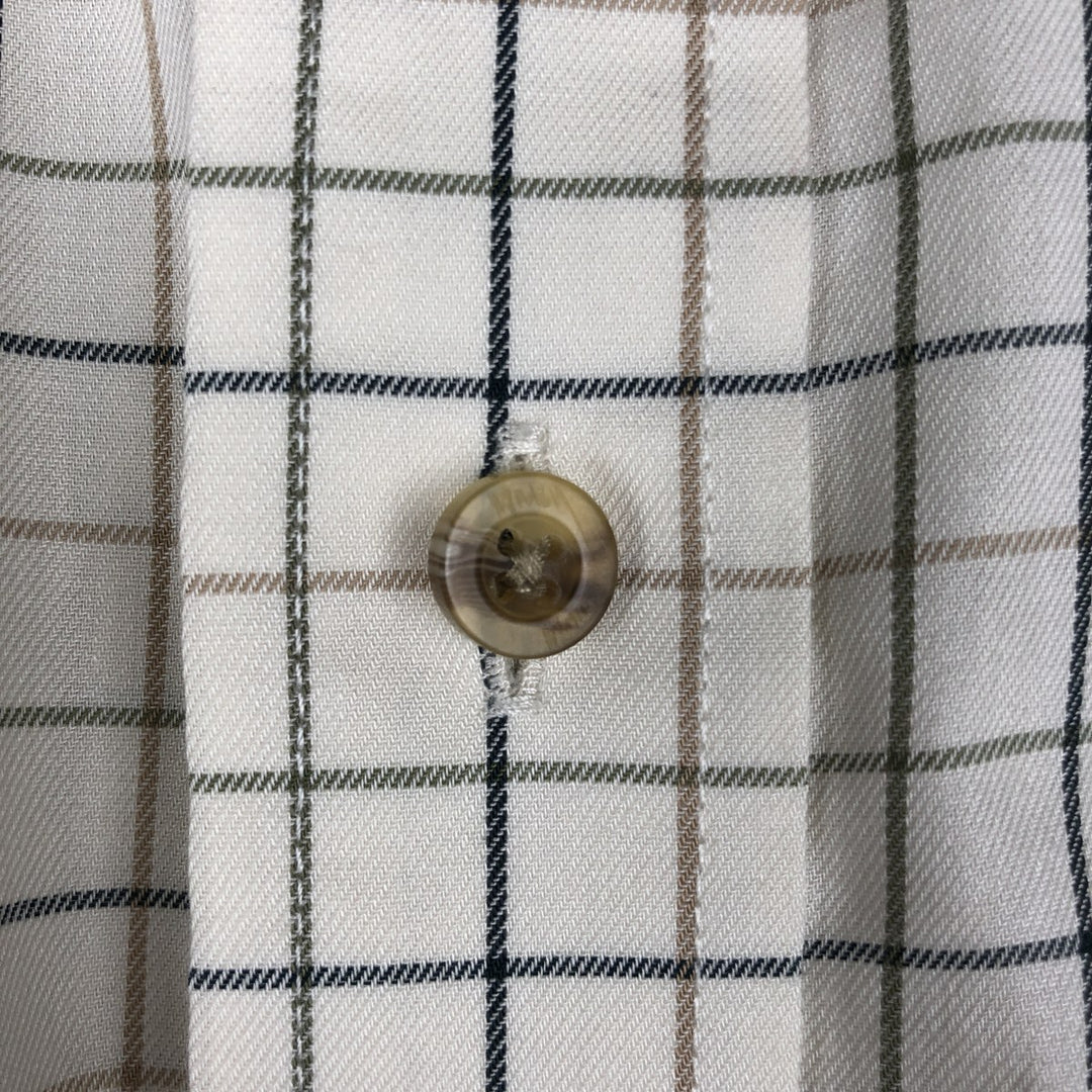 90s-00'S Vintage LLBean Long Sleeve Button-Down Check Shirt, Men's Size L cotton ivory Vintage Second Hand