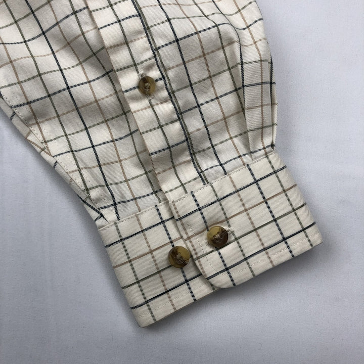 90s-00'S Vintage LLBean Long Sleeve Button-Down Check Shirt, Men's Size L cotton ivory Vintage Second Hand