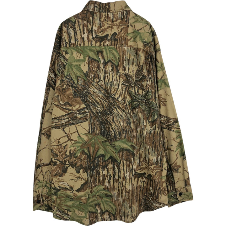 90'S RATTLERS Camouflage Pattern Real Tree Camo Long-Sleeve Shirt, Made in USA, Men's XL Equivalent, Vintage unclear Khaki type Vintage Second Hand