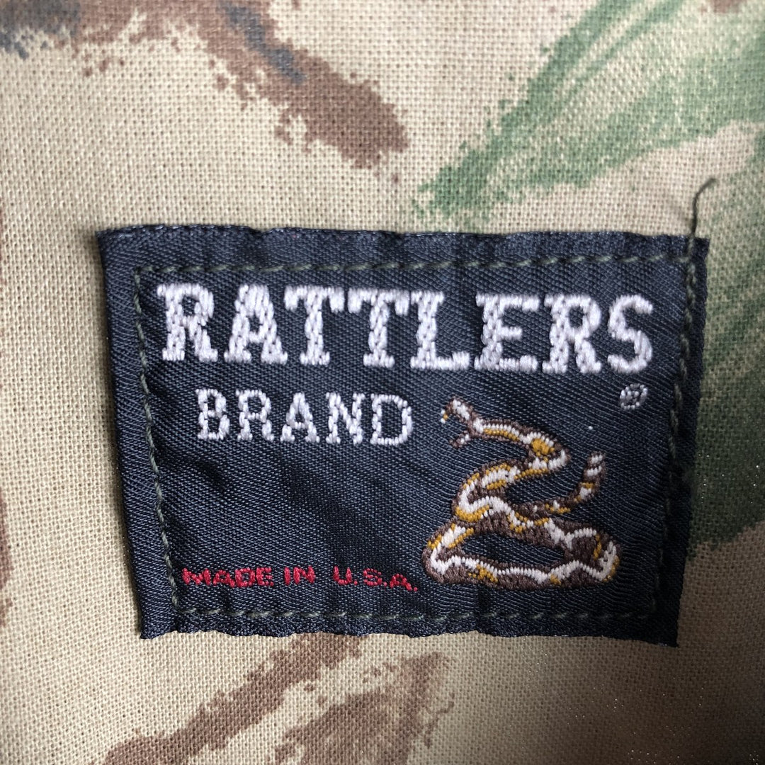 90'S RATTLERS Camouflage Pattern Real Tree Camo Long-Sleeve Shirt, Made in USA, Men's XL Equivalent, Vintage unclear Khaki type Vintage Second Hand