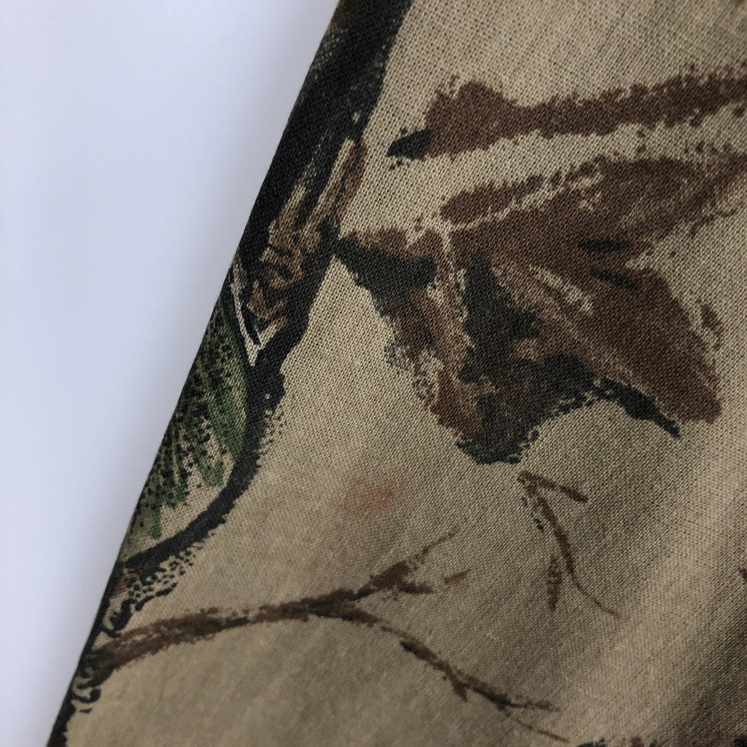 90'S RATTLERS Camouflage Pattern Real Tree Camo Long-Sleeve Shirt, Made in USA, Men's XL Equivalent, Vintage unclear Khaki type Vintage Second Hand