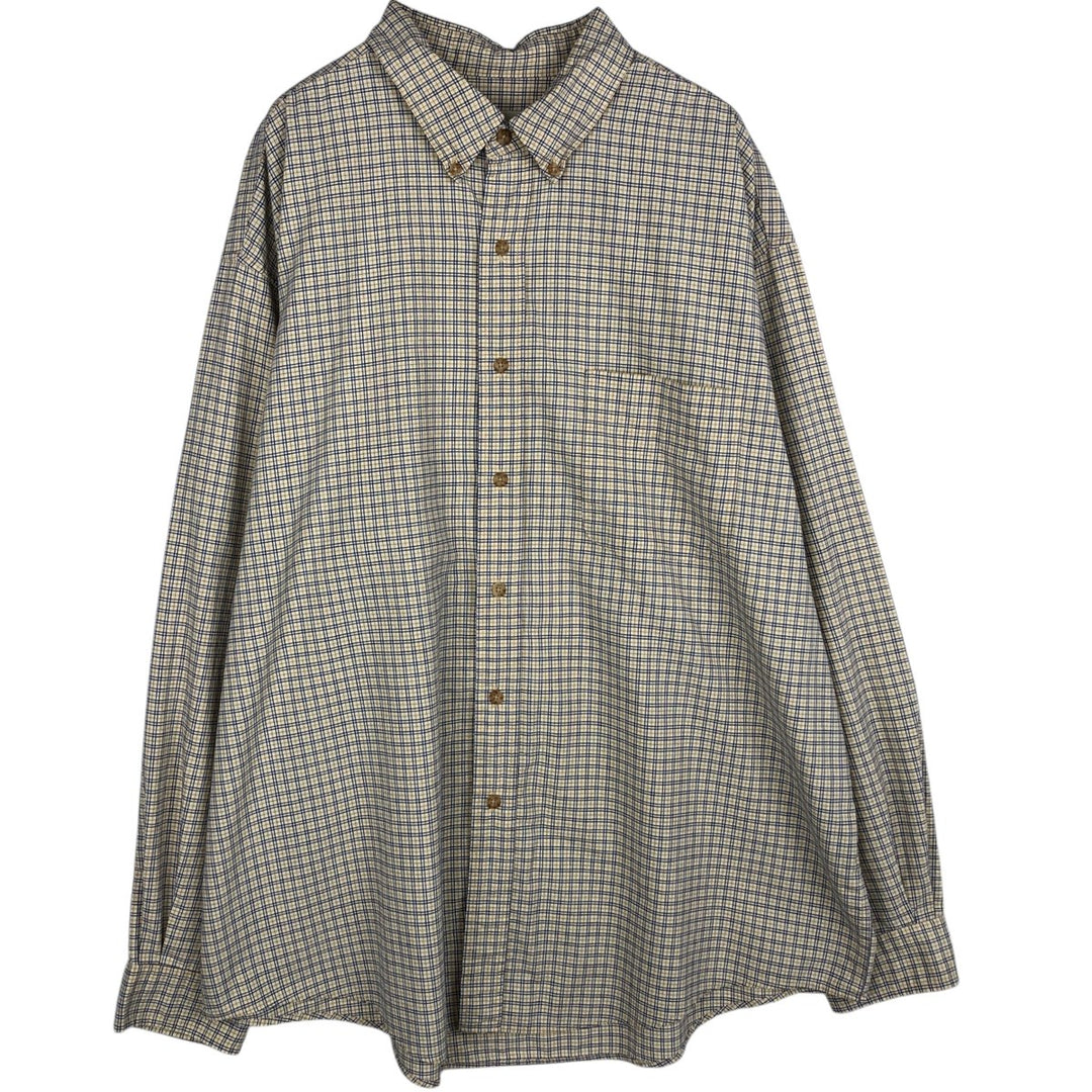 Eddie Bauer Long-Sleeve Button-Down Check Shirt, Men's Size XL (Equivalent), Oxford Fabric cotton yellow type Vintage Second Hand
