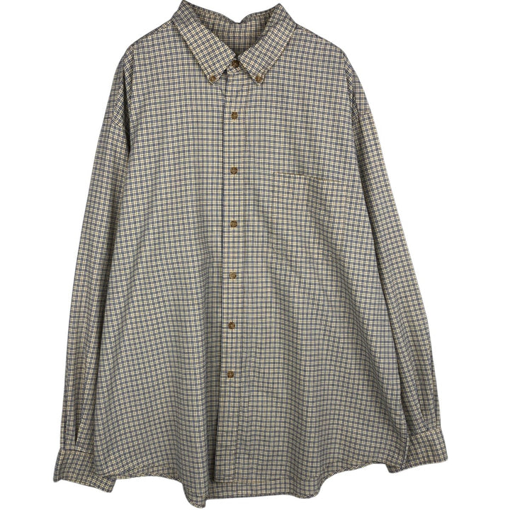 Eddie Bauer Long-Sleeve Button-Down Check Shirt, Men's Size XL (Equivalent), Oxford Fabric cotton yellow type Vintage Second Hand