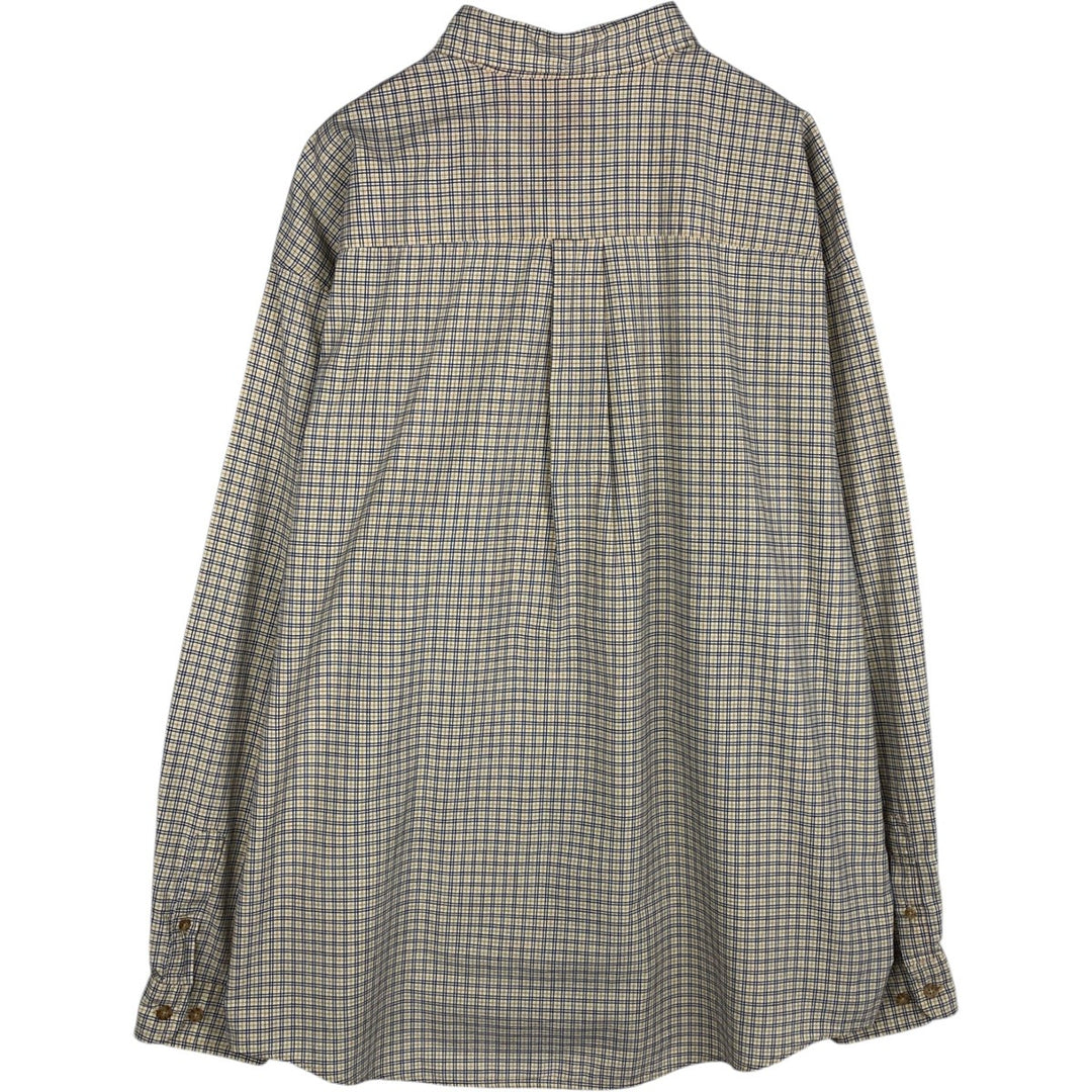 Eddie Bauer Long-Sleeve Button-Down Check Shirt, Men's Size XL (Equivalent), Oxford Fabric cotton yellow type Vintage Second Hand