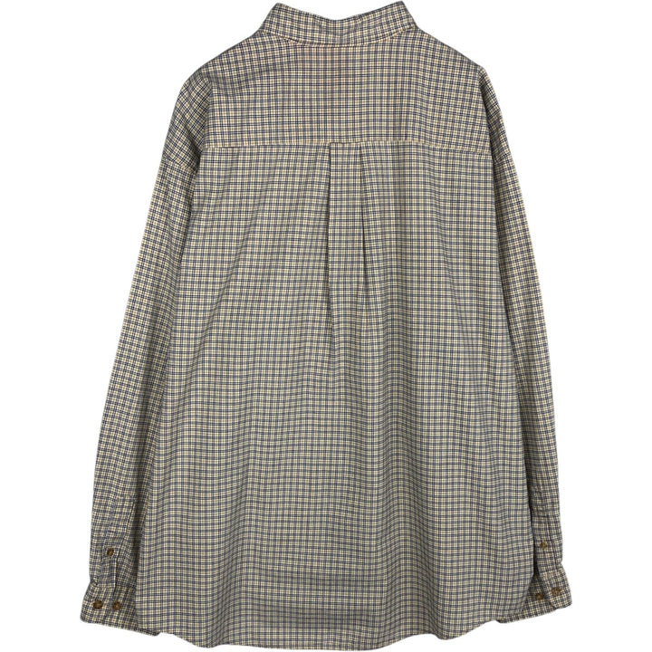 Eddie Bauer Long-Sleeve Button-Down Check Shirt, Men's Size XL (Equivalent), Oxford Fabric cotton yellow type Vintage Second Hand