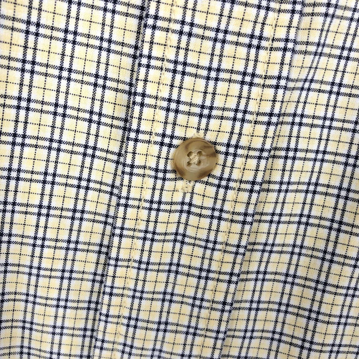 Eddie Bauer Long-Sleeve Button-Down Check Shirt, Men's Size XL (Equivalent), Oxford Fabric cotton yellow type Vintage Second Hand