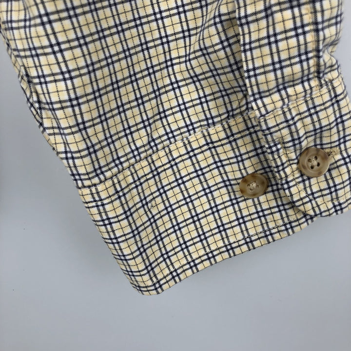 Eddie Bauer Long-Sleeve Button-Down Check Shirt, Men's Size XL (Equivalent), Oxford Fabric cotton yellow type Vintage Second Hand