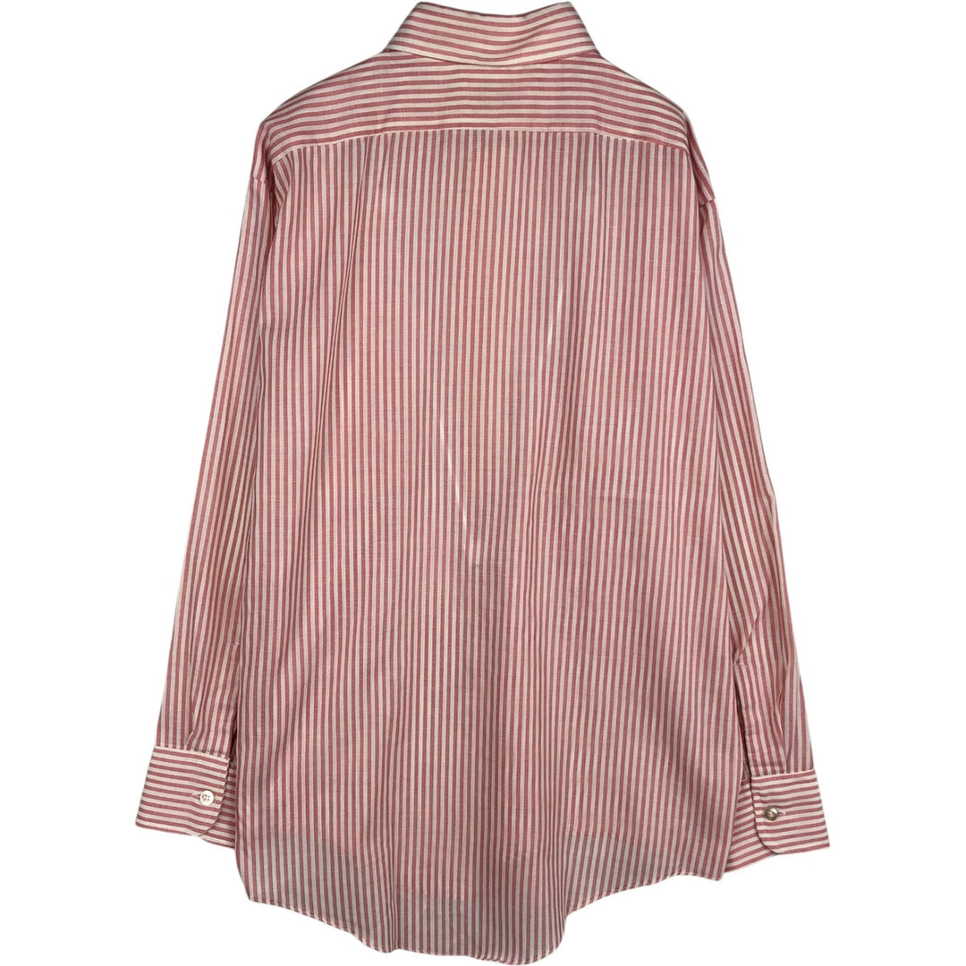 1960s-70'S Dartmoor Long-Sleeve Striped Shirt, Made in USA, Men's Size L (Equivalent), Vintage polyester pink type Vintage Second Hand