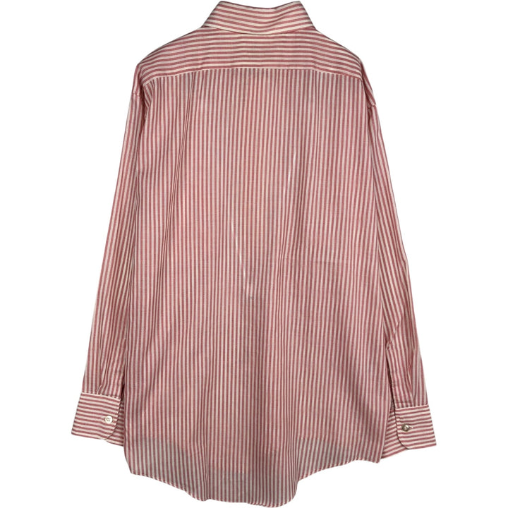 1960s-70'S Dartmoor Long-Sleeve Striped Shirt, Made in USA, Men's Size L (Equivalent), Vintage polyester pink type Vintage Second Hand