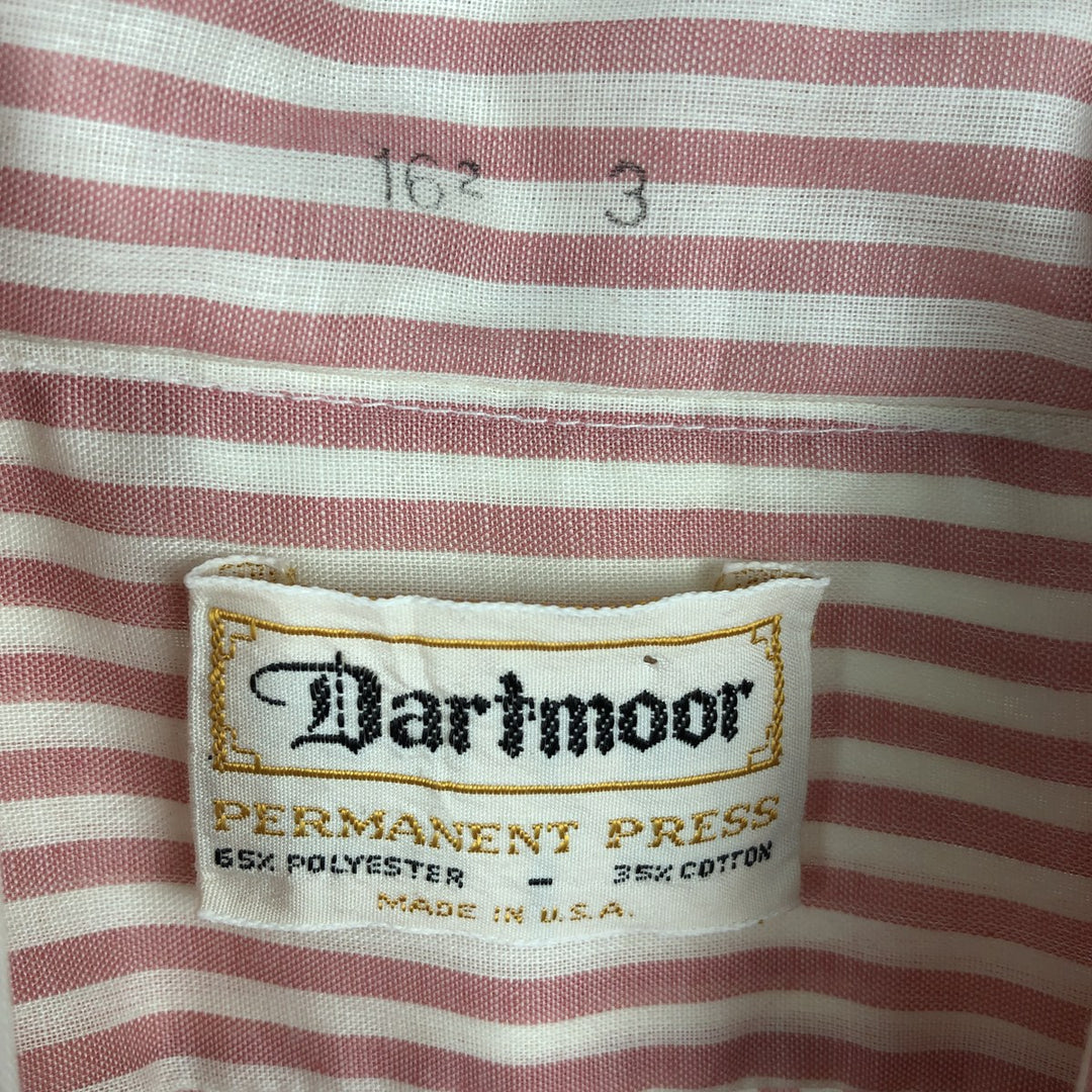 1960s-70'S Dartmoor Long-Sleeve Striped Shirt, Made in USA, Men's Size L (Equivalent), Vintage polyester pink type Vintage Second Hand