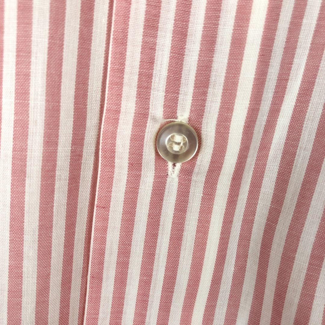 1960s-70'S Dartmoor Long-Sleeve Striped Shirt, Made in USA, Men's Size L (Equivalent), Vintage polyester pink type Vintage Second Hand