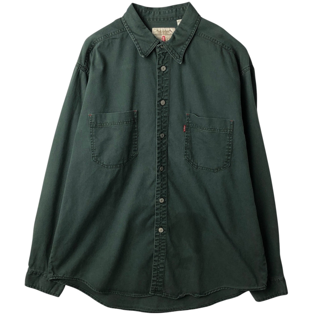 Vintage 90'S Levi's Red Tab long-sleeved denim shirt, men's size XL cotton Green type dark green Vintage Second Hand