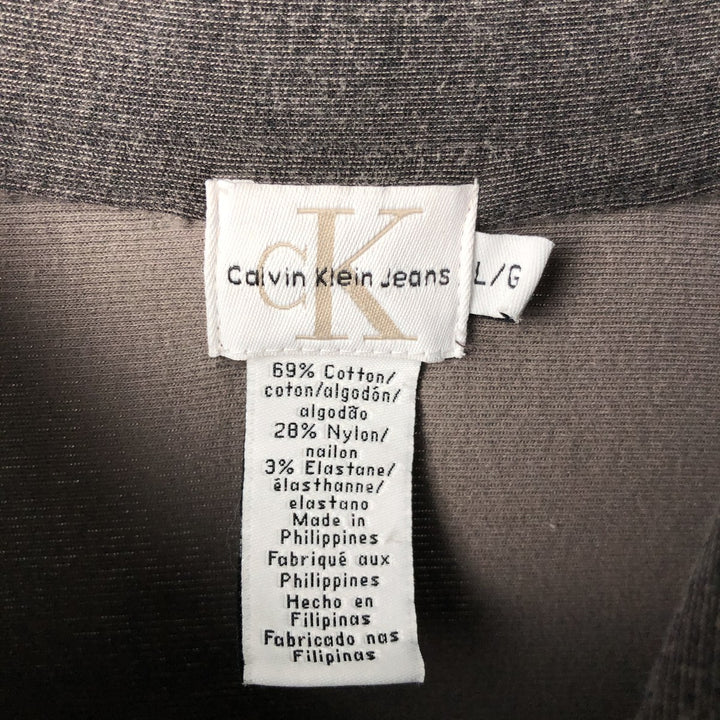 90s-00'S Calvin Klein Jeans Long-Sleeve Cotton Box Shirt, Men's Size L (approx.) cotton Charcoal Vintage Second Hand