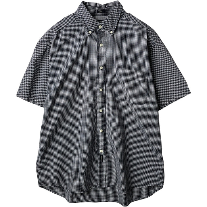 Dockers short sleeve button down check shirt, men's size L cotton navy blue type Vintage Second Hand