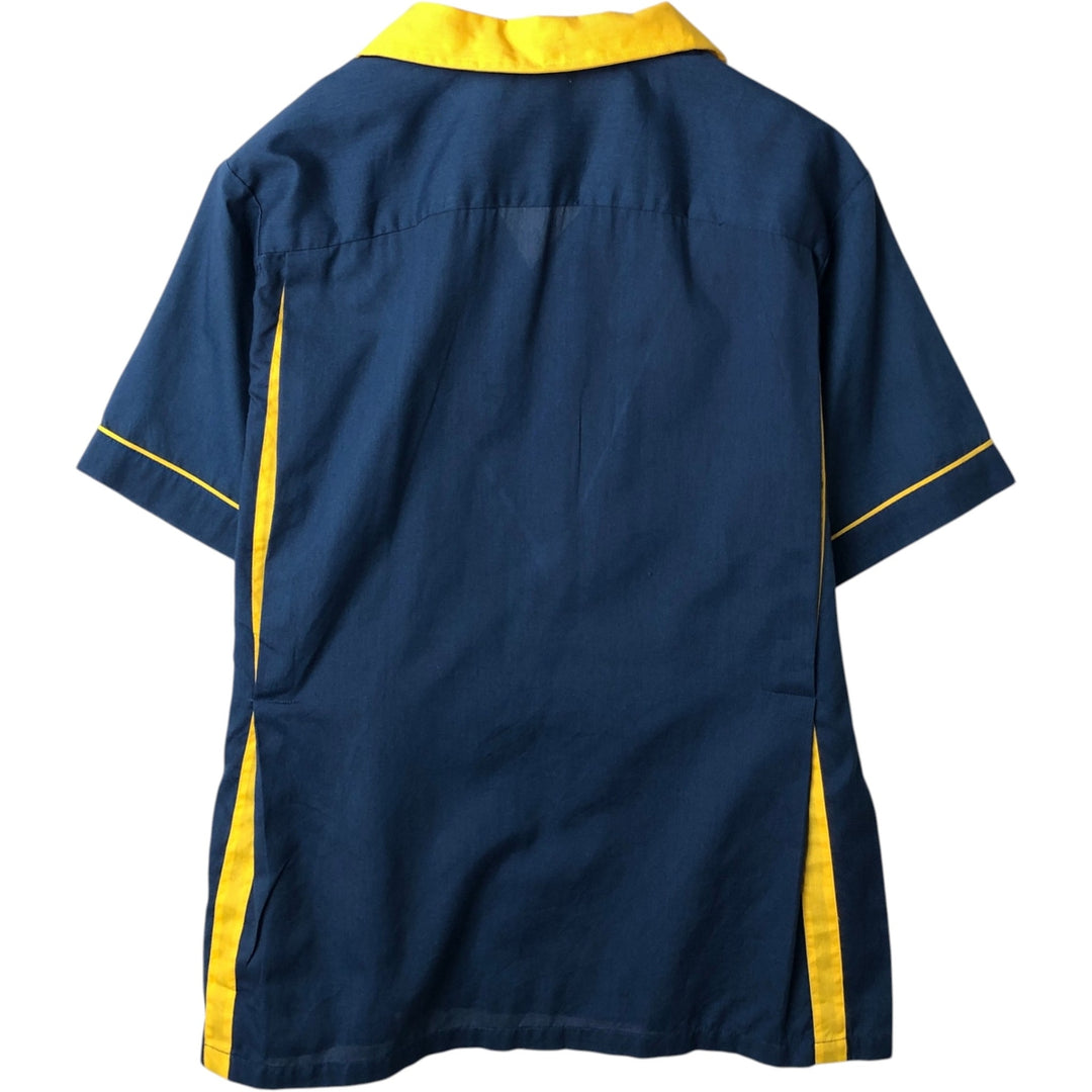Open-collar, short-sleeved bowling shirt, boxy style, men's size M. cotton blue type Vintage Second Hand