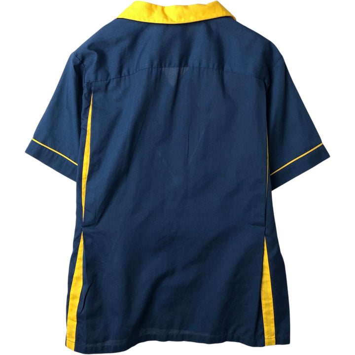 Open-collar, short-sleeved bowling shirt, boxy style, men's size M. cotton blue type Vintage Second Hand