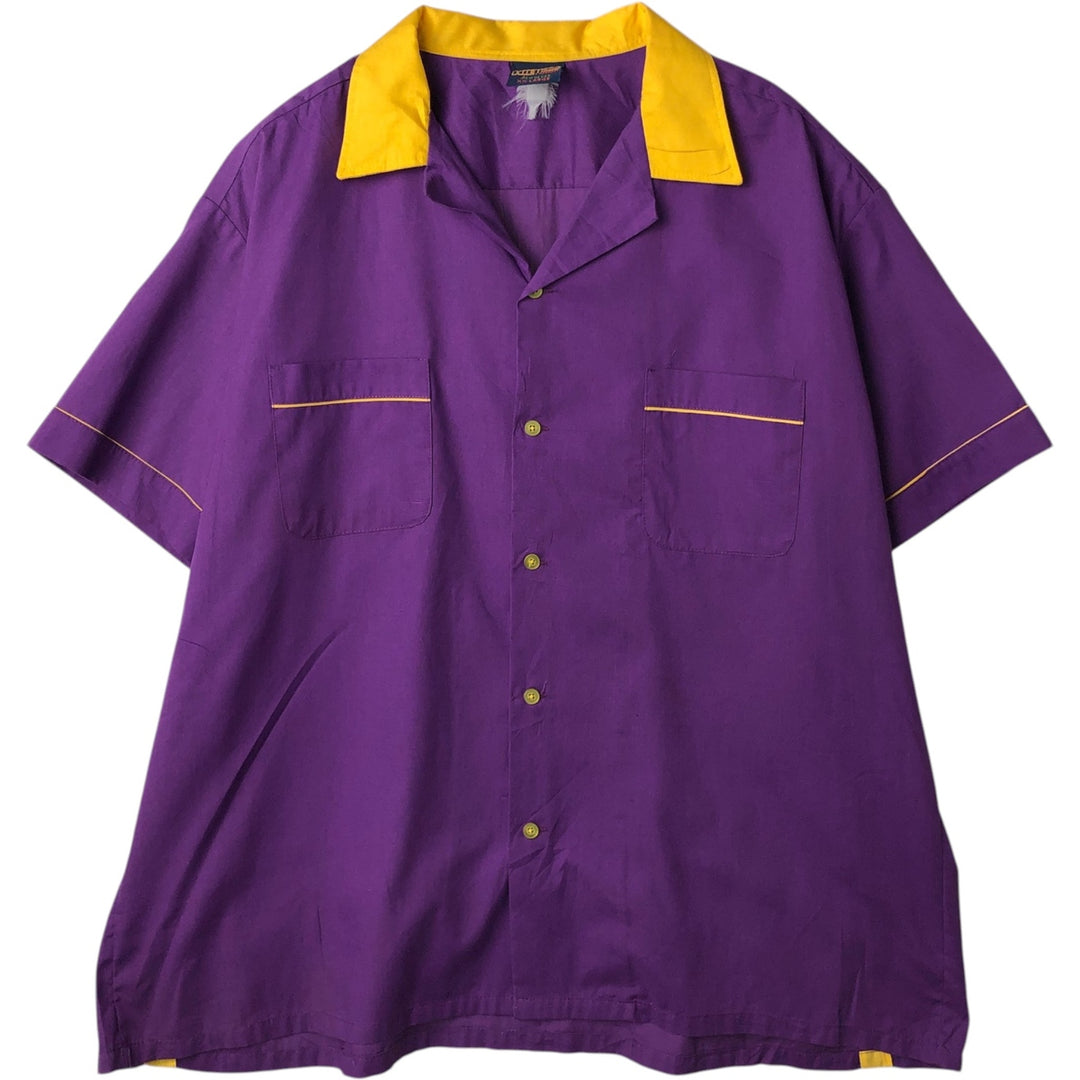 90'S Hilton Open Collar Short Sleeve Bowling Shirt, Boxy Shirt, Made in USA, Men's XXL equivalent. unclear purple type Vintage Second Hand