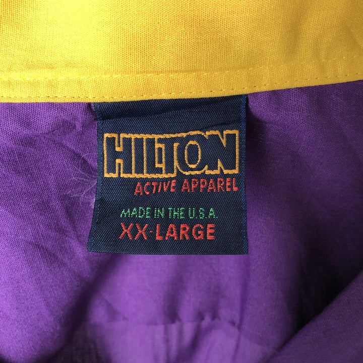 90'S Hilton Open Collar Short Sleeve Bowling Shirt, Boxy Shirt, Made in USA, Men's XXL equivalent. unclear purple type Vintage Second Hand