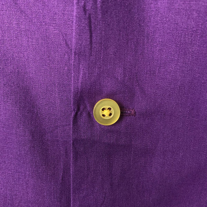 90'S Hilton Open Collar Short Sleeve Bowling Shirt, Boxy Shirt, Made in USA, Men's XXL equivalent. unclear purple type Vintage Second Hand