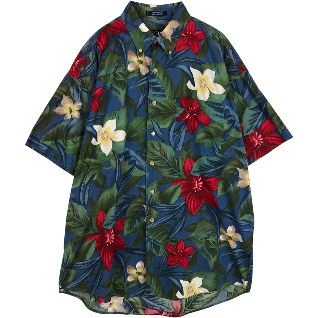 Ralph Lauren CHAPS Floral Button-Down Hawaiian Aloha Shirt, Men's Size L (approx.) cotton blue type Vintage Second Hand