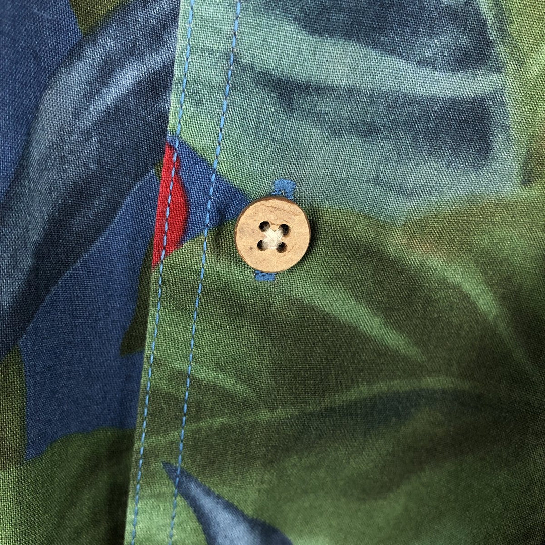 Ralph Lauren CHAPS Floral Button-Down Hawaiian Aloha Shirt, Men's Size L (approx.) cotton blue type Vintage Second Hand
