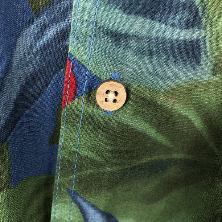 Ralph Lauren CHAPS Floral Button-Down Hawaiian Aloha Shirt, Men's Size L (approx.) cotton blue type Vintage Second Hand