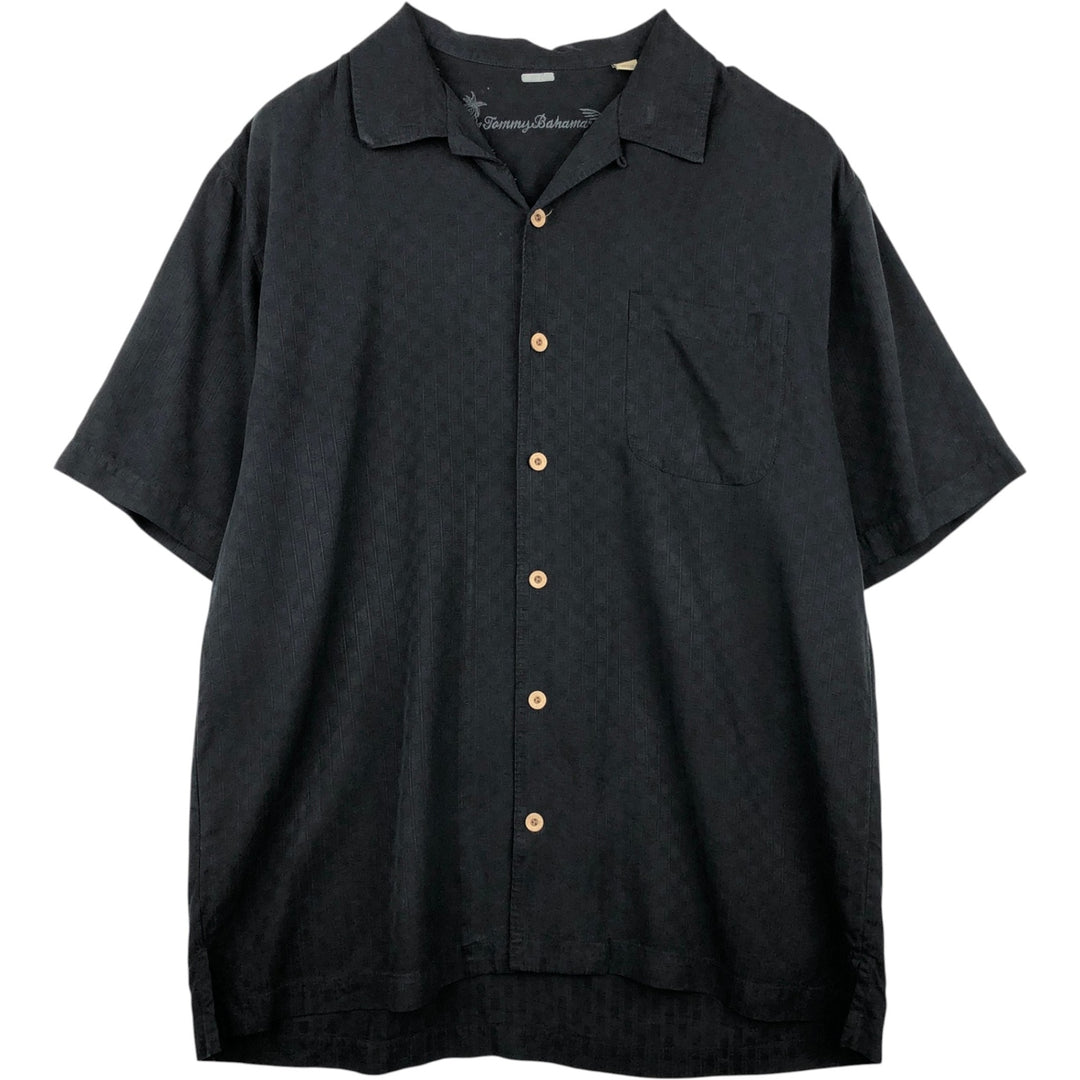 Tommy Bahama short sleeve open collar silk shirt, box shirt, men's size L silk black type Vintage Second Hand