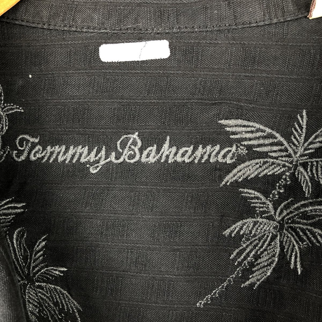 Tommy Bahama short sleeve open collar silk shirt, box shirt, men's size L silk black type Vintage Second Hand