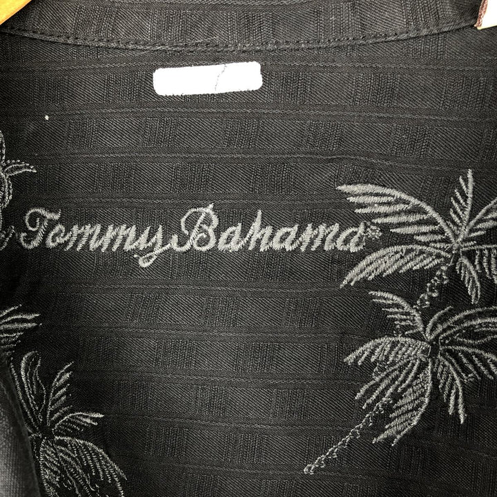 Tommy Bahama short sleeve open collar silk shirt, box shirt, men's size L silk black type Vintage Second Hand