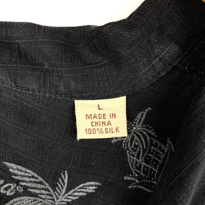 Tommy Bahama short sleeve open collar silk shirt, box shirt, men's size L silk black type Vintage Second Hand