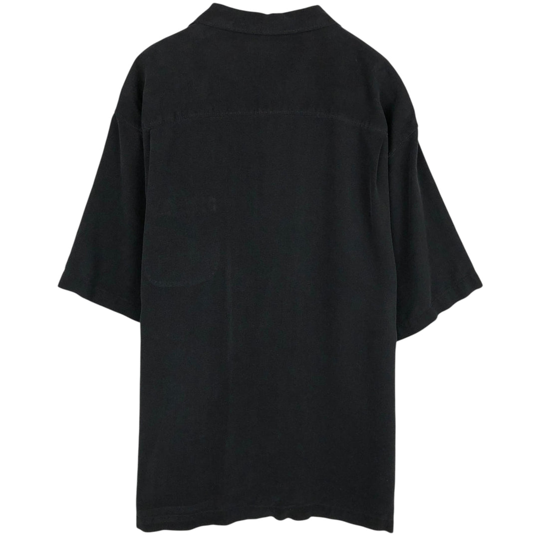 Tommy Bahama short sleeve open collar silk shirt, box shirt, men's XL size silk black type Vintage Second Hand