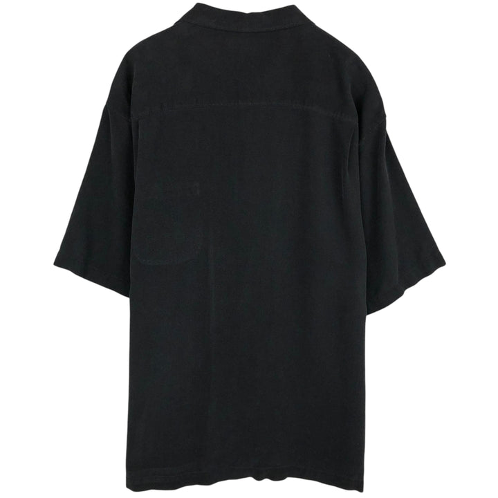 Tommy Bahama short sleeve open collar silk shirt, box shirt, men's XL size silk black type Vintage Second Hand