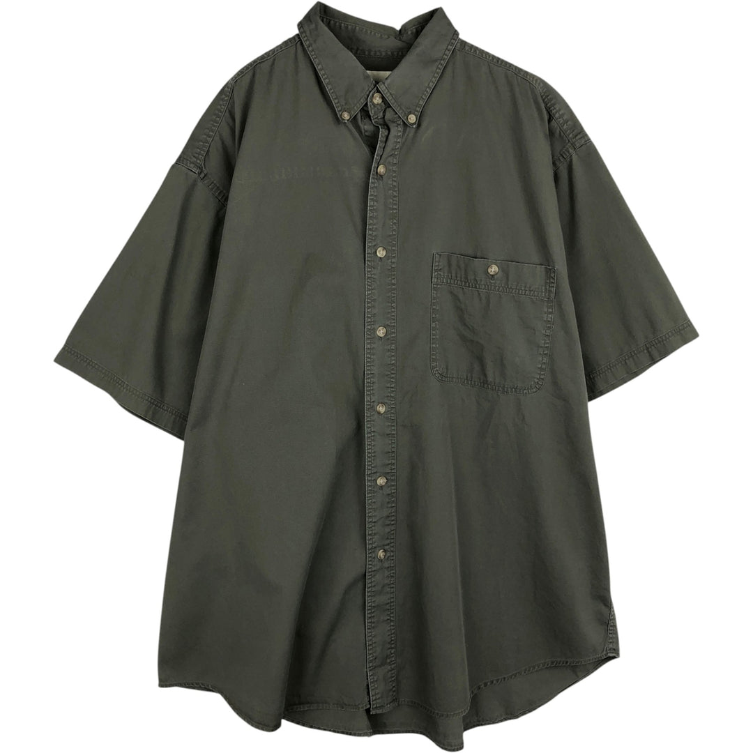 Eddie Bauer Short-Sleeve Button-Down Shirt, Men's Size L (approx.) cotton Khaki type Vintage Second Hand