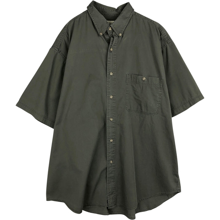 Eddie Bauer Short-Sleeve Button-Down Shirt, Men's Size L (approx.) cotton Khaki type Vintage Second Hand