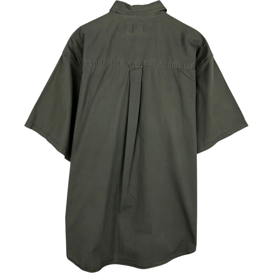 Eddie Bauer Short-Sleeve Button-Down Shirt, Men's Size L (approx.) cotton Khaki type Vintage Second Hand