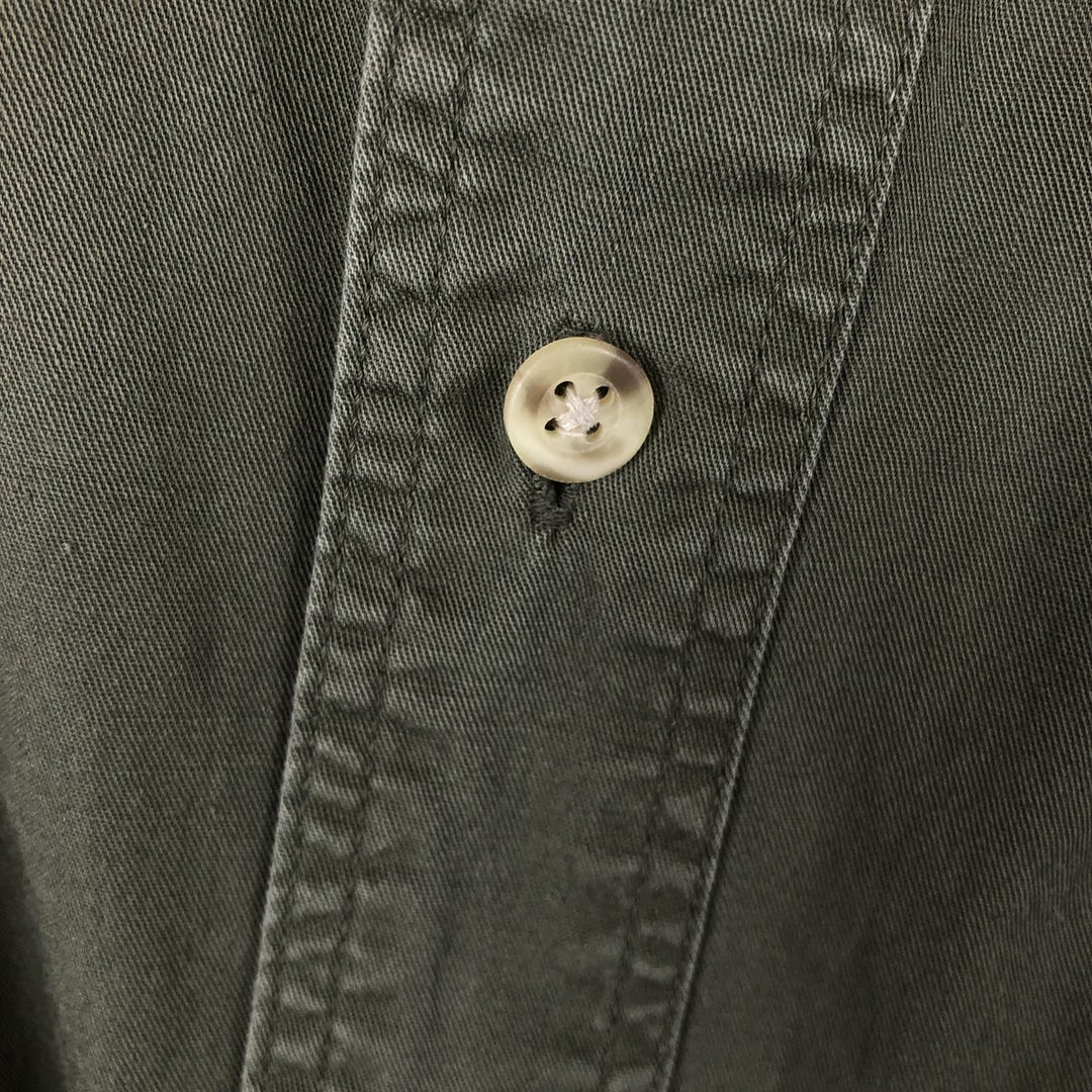 Eddie Bauer Short-Sleeve Button-Down Shirt, Men's Size L (approx.) cotton Khaki type Vintage Second Hand