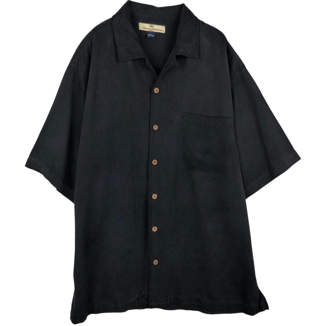 Tommy Bahama short-sleeved open-collar silk box shirt, men's size M silk black type Vintage Second Hand
