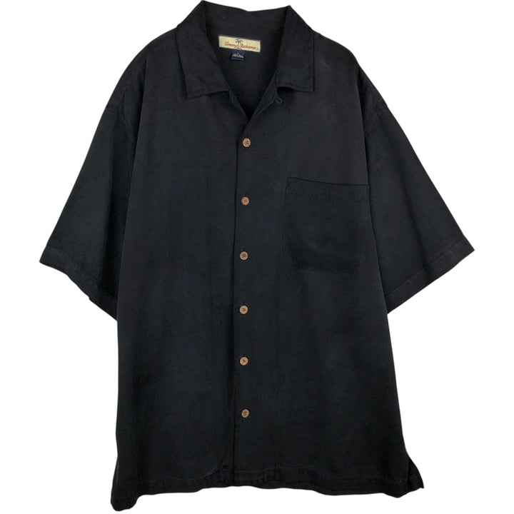 Tommy Bahama short-sleeved open-collar silk box shirt, men's size M silk black type Vintage Second Hand